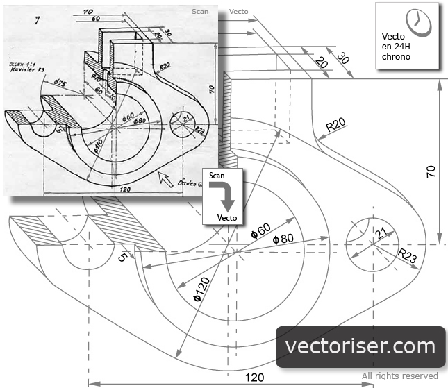 vectorisation dessin industriel